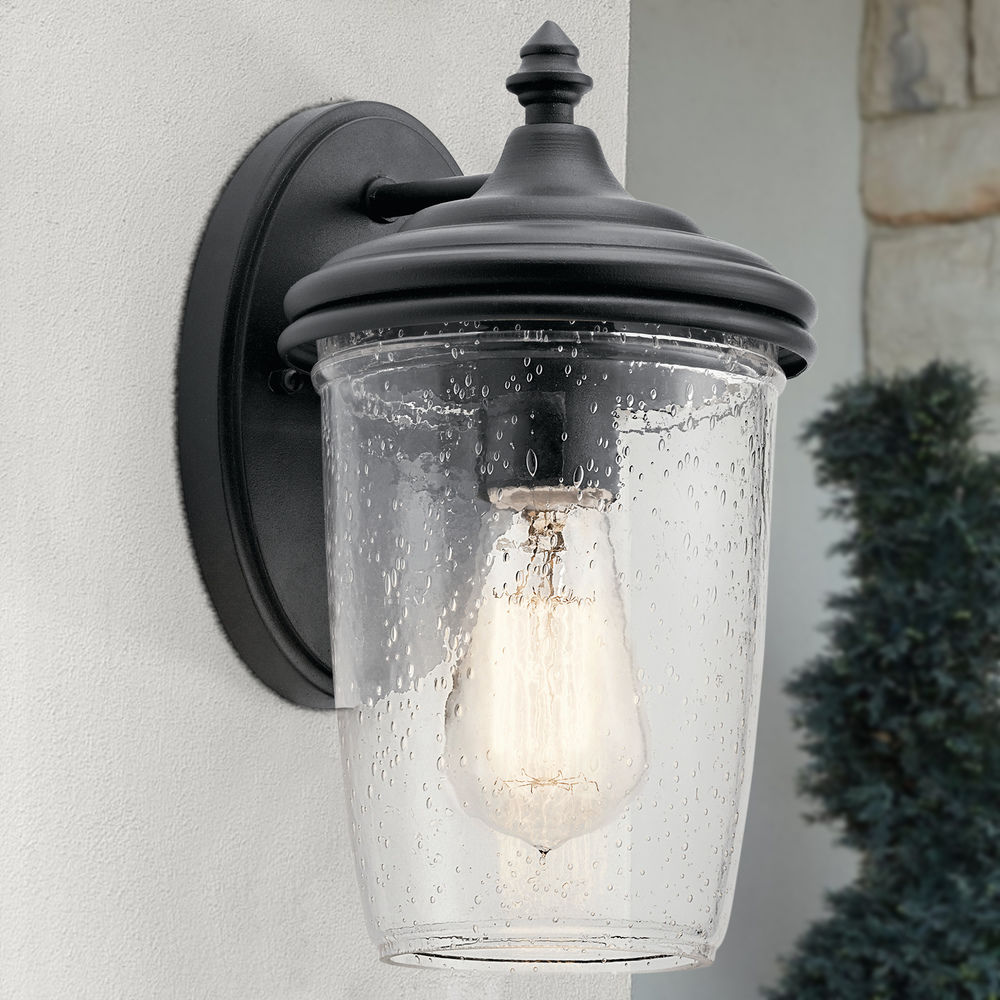 Progress Lighting P6521-136WB 1-Light Hanging Lantern with Bulb Etched Seeded Glass Panels 