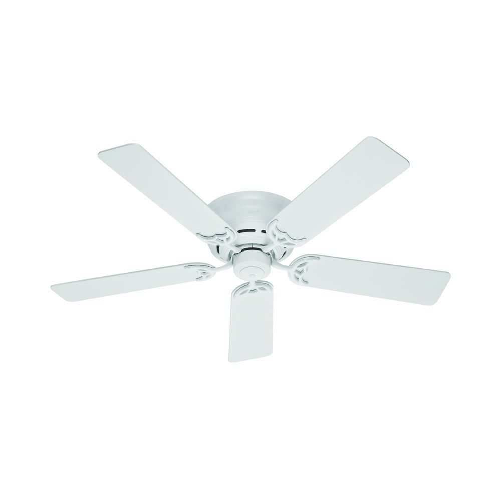 52 Inch Hunter Fan Low Profile Iii White Ceiling Fan Without Light