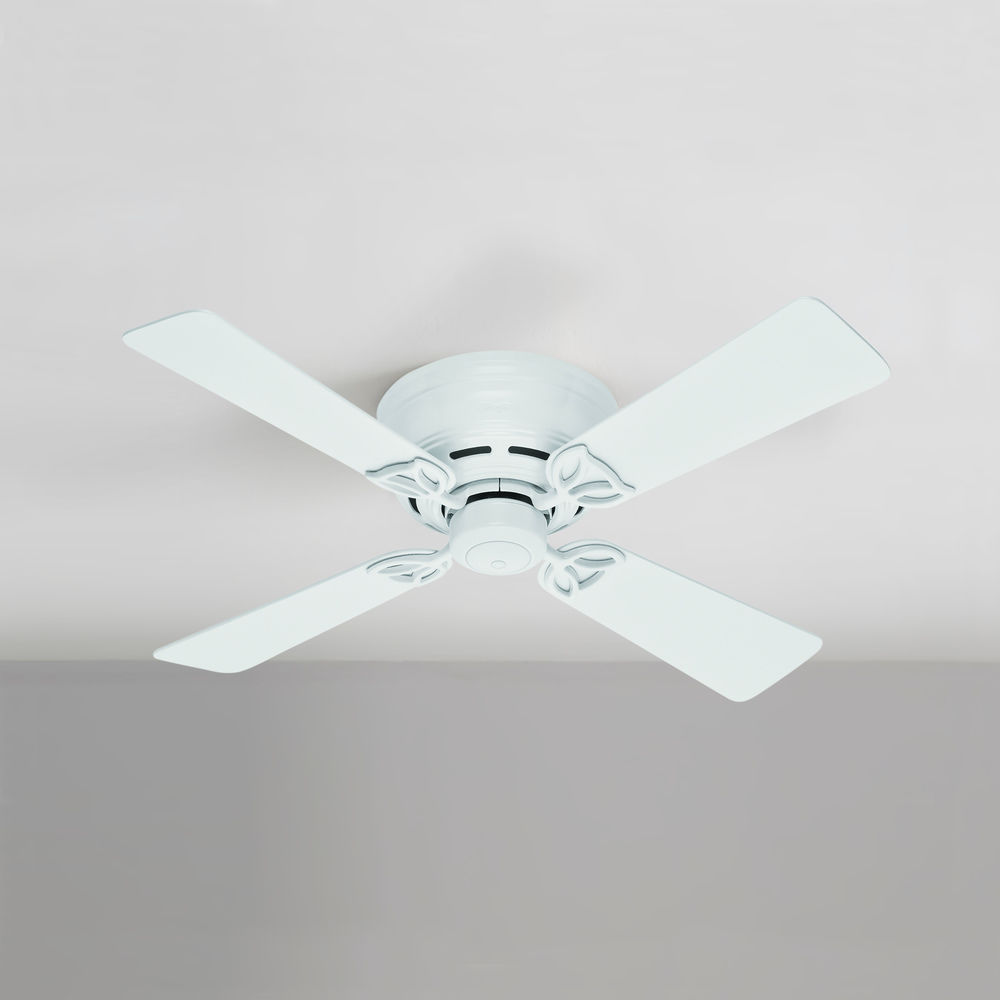 42 Inch Hunter Fan Low Profile Iv White Ceiling Fan Without Light At Destination Lighting