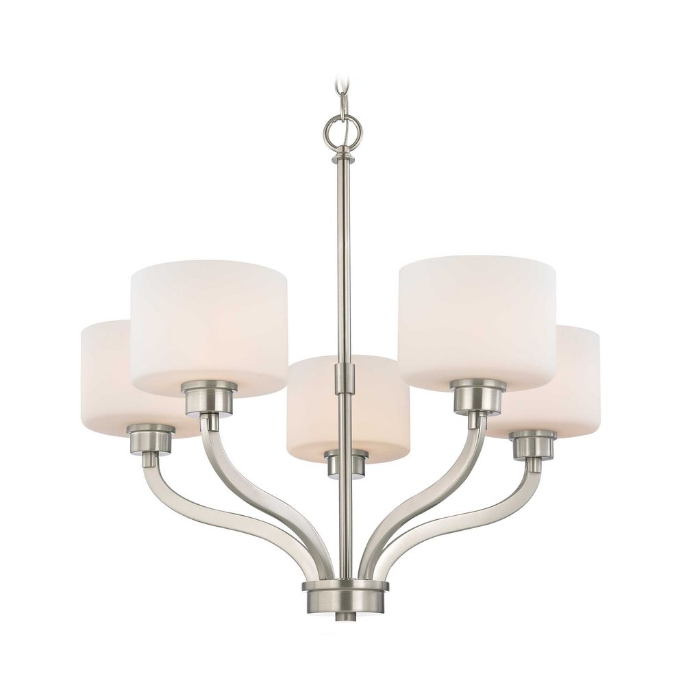 Dolan Designs 5 Light Chandelier With White Glass In Satin Nickel Dolan Designs Lighting 5 Light Chandelier With White Glass In Satin Nickel 1260