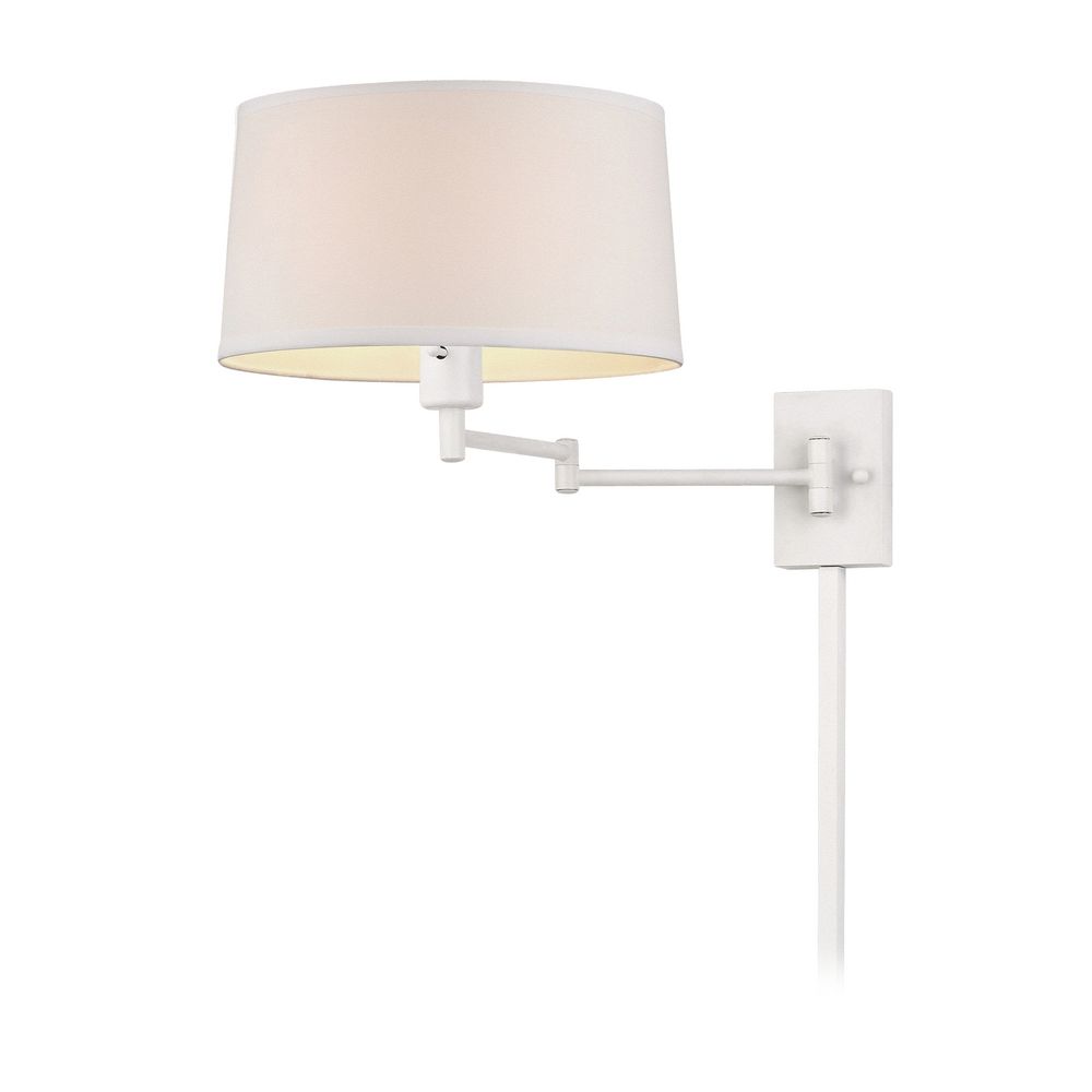 White Swing Arm Wall Lamp With Drum Shade And Cord Cover 2293 Wh Design Classics Lighting White Swing Arm Wall Lamp With Drum Shade And Cord Cover 2293