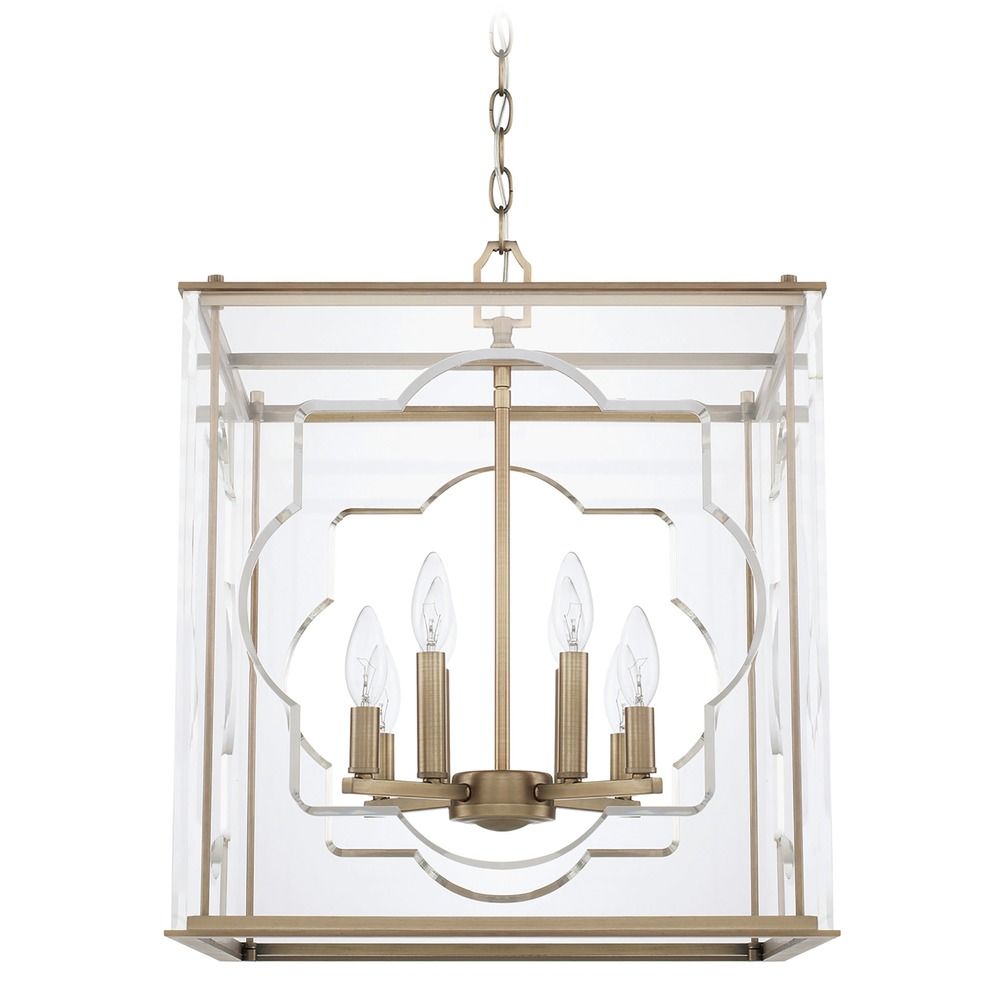 Aria 18 Inch Acrylic Pendant in Aged Brass by Capital Lighting 525681AD Destination Lighting