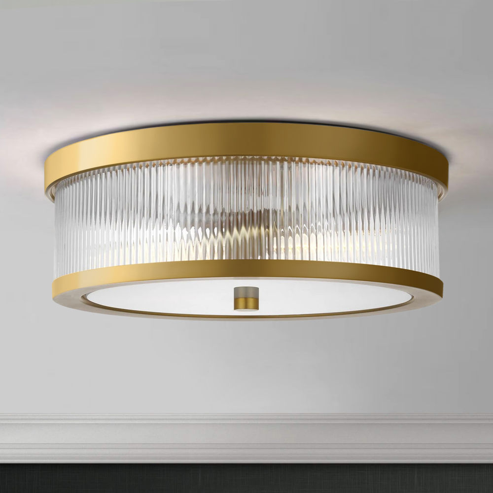 Chapman & Meyers 14-Inch Burnished Brass Flush Mount by Visual Comfort  Studio at Destination Lighting