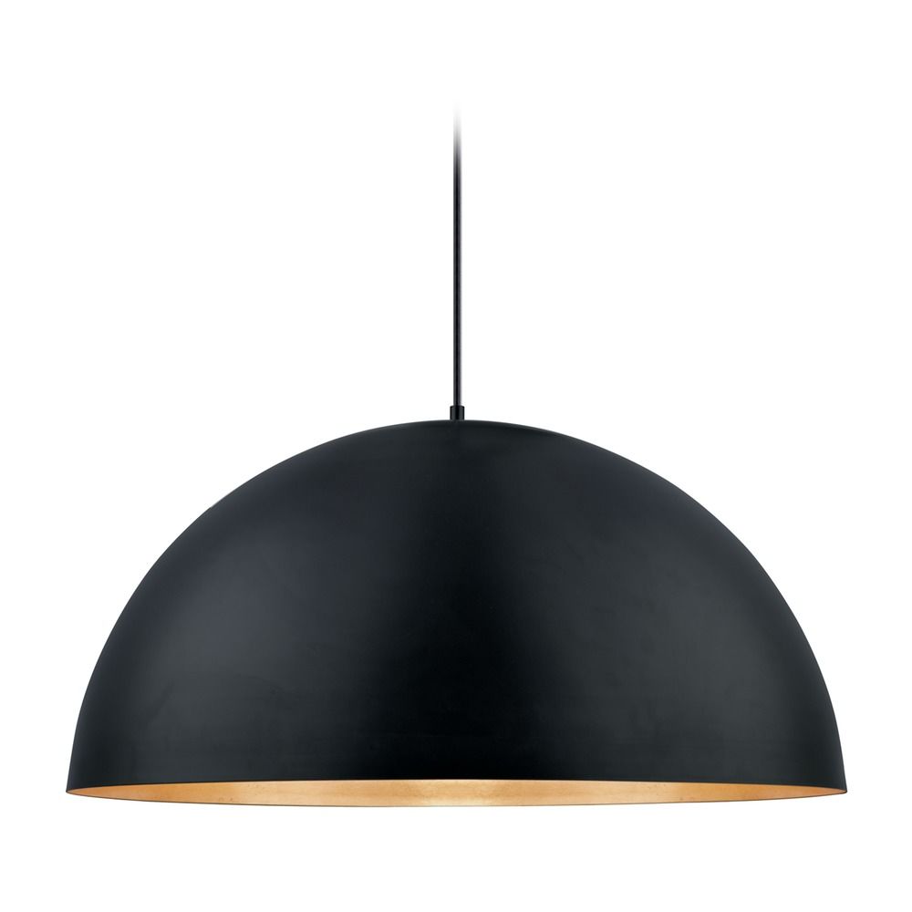 Eglo Gaetano Black / Gold LED Pendant Light with Bowl / Dome Shade | 201295A | Destination