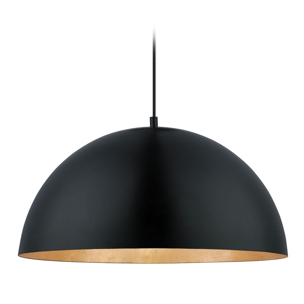Eglo Black / Gold LED Pendant Light with Bowl / Dome Shade | 94228A | Destination Lighting