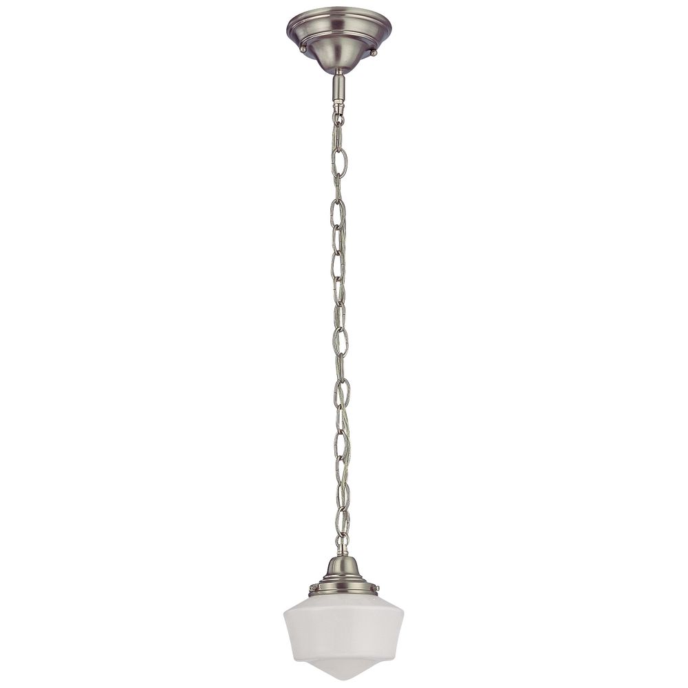 6 Inch Schoolhouse Mini Pendant Light With Chain In Satin Nickel 6 Inch Schoolhouse Mini Pendant Light With Chain In Satin Nickel Alt1
