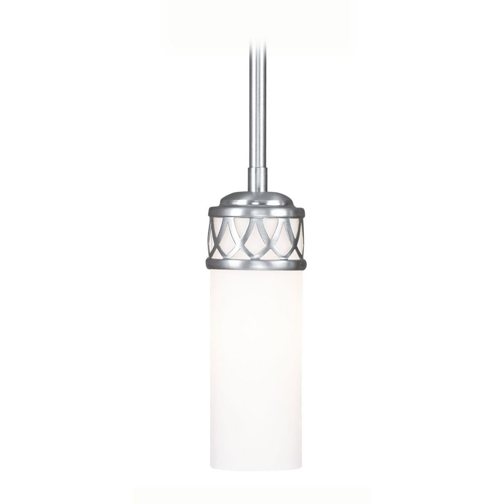 Livex Lighting Westfield Brushed Nickel Mini Pendant Light With Cylindrical Shade 4720 91 Destination Lighting