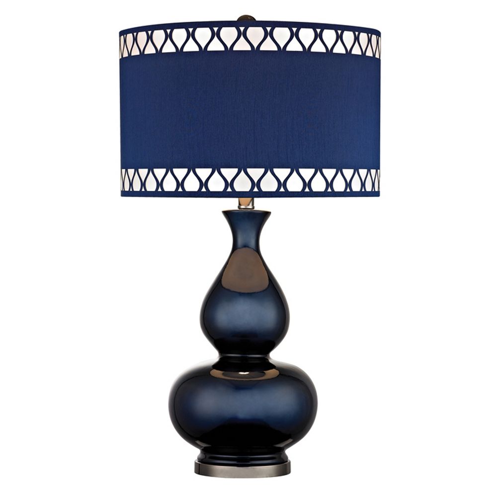 Table Lamp With Blue Shades In Navy Black Nickel Finish At Destination Lighting