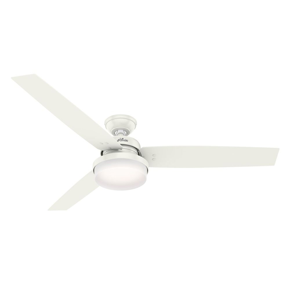 Hunter 60 Inch Fresh White Led Ceiling Fan With Light With Hand Held Remote At Destination Lighting