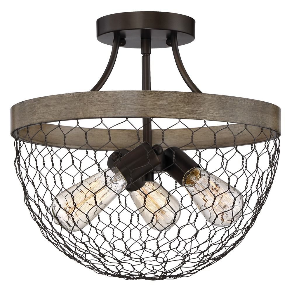Farmhouse Light Chicken Wire Semi Flush Ceiling Light By Quoizel Lighting At Destination Lighting