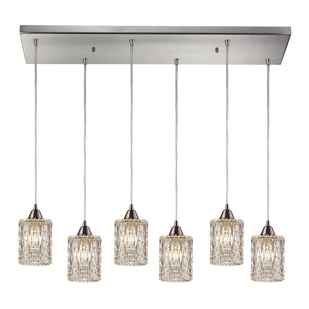 Crystal Multi Light Pendant Light With Clear Glass And 6 Lights 10343 6rc Destination Lighting