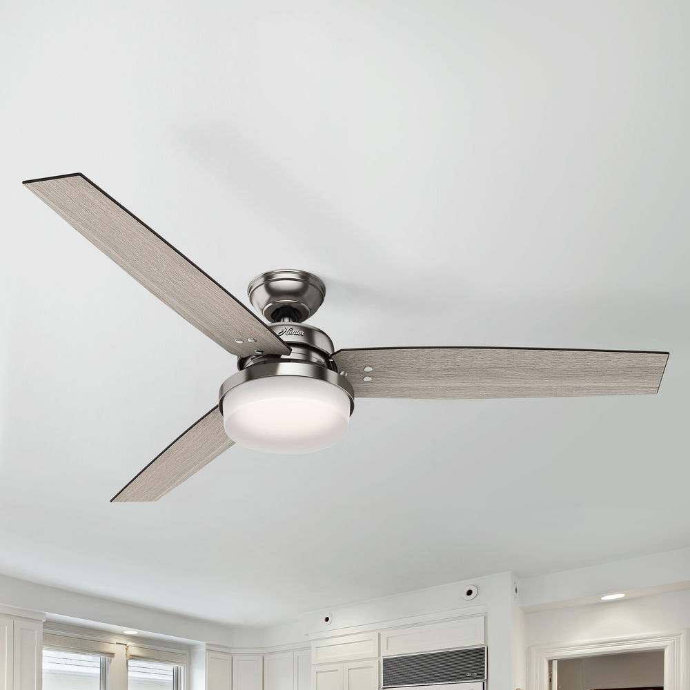 Hunter 60 Inch Brushed Nickel Led Ceiling Fan With Light With Hand