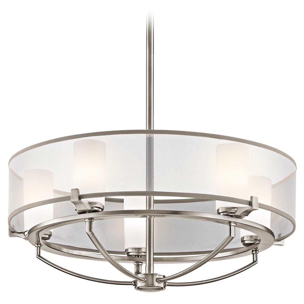 White Pendant Drum Light Zef Jam Kichler Drum Pendant Light With White Shades In Clic Pewter