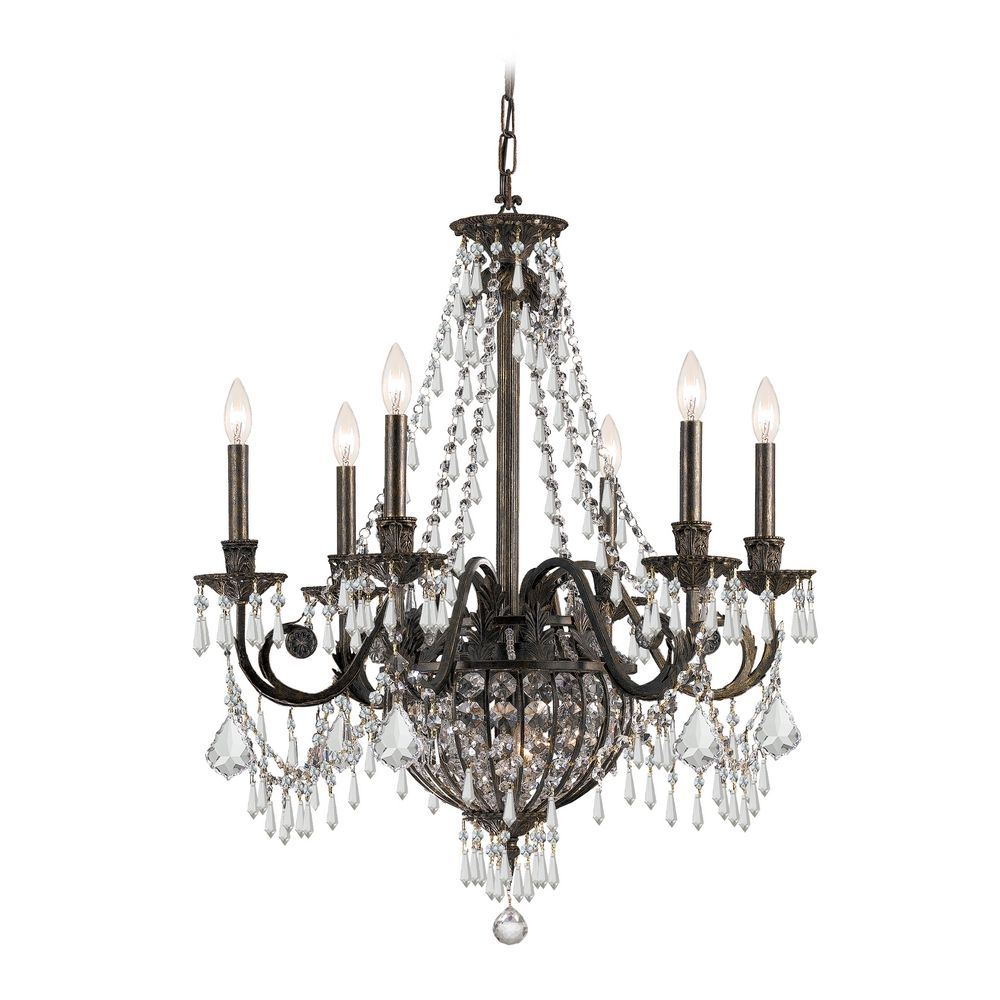 Crystal Chandelier in English Bronze Finish 5166EBCLMWP Destination Lighting