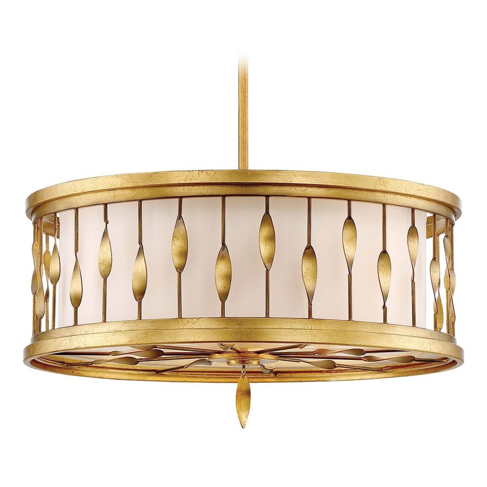 Minka Lavery Olivetas Ii Terrace Gold Leaf Pendant Light With Drum Image