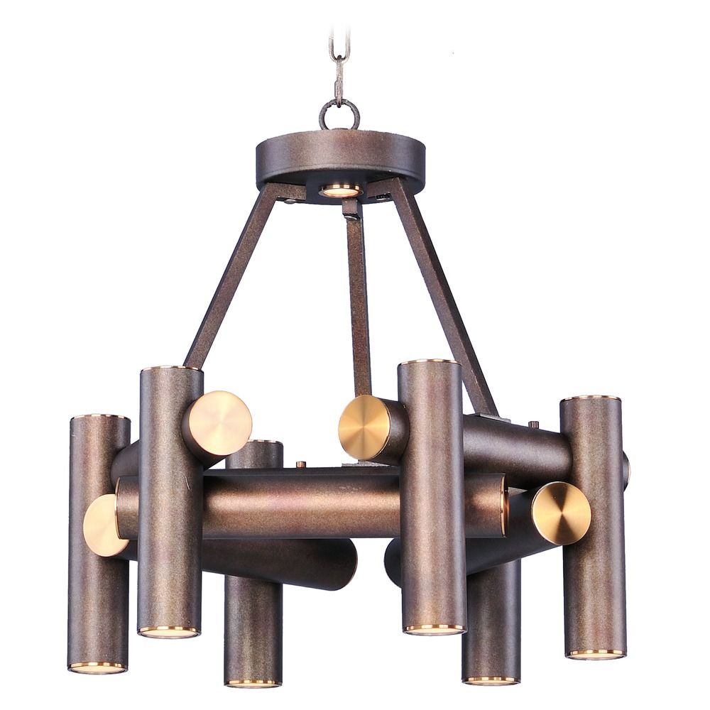 Mid Century Modern Led Mini Chandelier Bronze Brass Tubular By Maxim Lighting At Destination Maxim Lighting Mid Century Modern Led Mini Chandelier Bronze Brass Tubular By