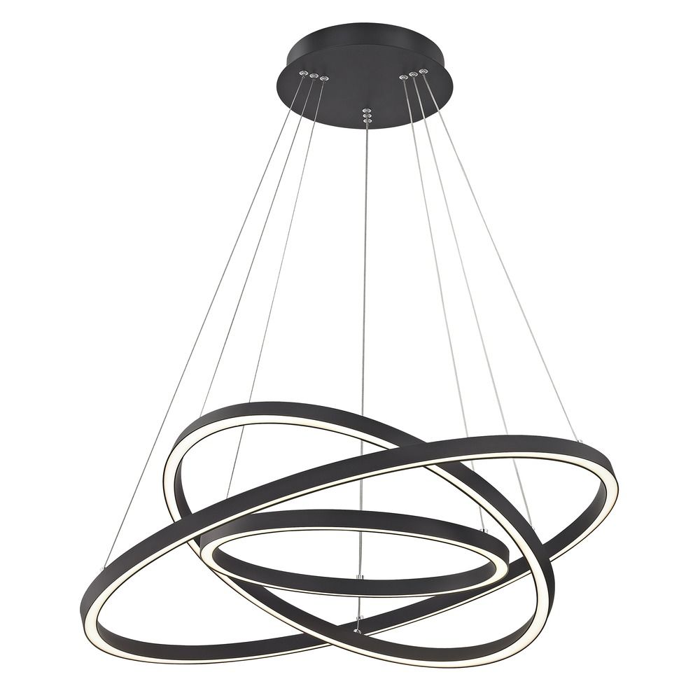 Transformator in stand houden Probleem Circ-Trio Triple Ring LED Chandelier in Black by Design Classics | 1938-BK  | Destination Lighting