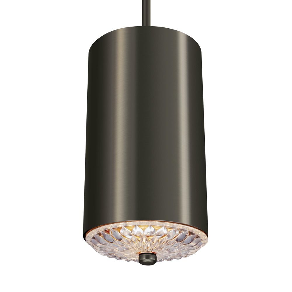 Feiss Botanic Aged Pewter Mini Pendant Light With Cylindrical Shade Shown In Aged Pewter Finish Image