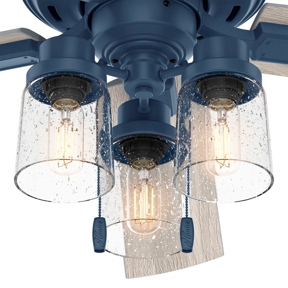 Hunter Ceiling Fan With Light 52 Inch Hartland In Indigo Blue 50310 Destination Lighting