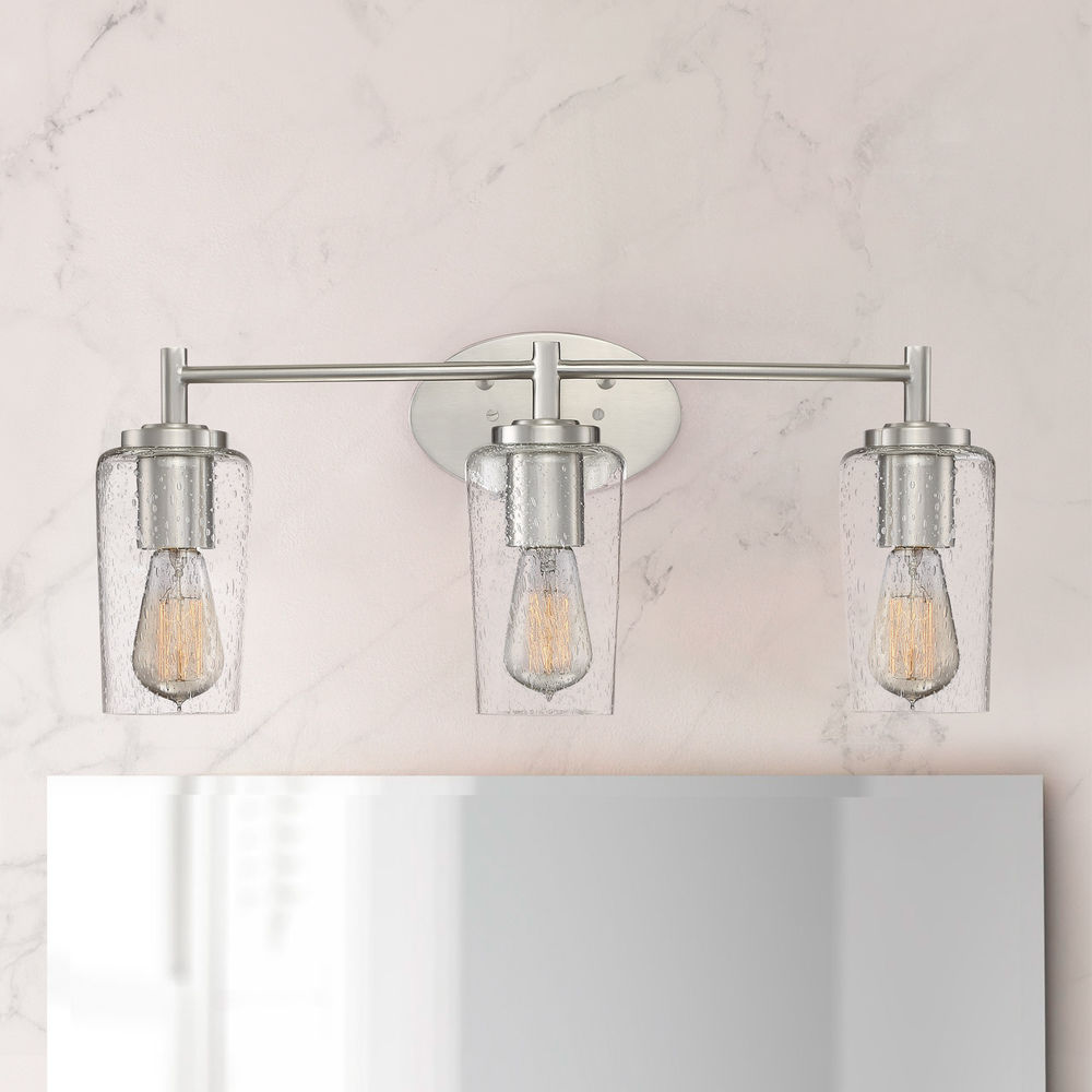 Industrial Edison Bulb Bathroom Light Brushed Nickel 23 Inch By