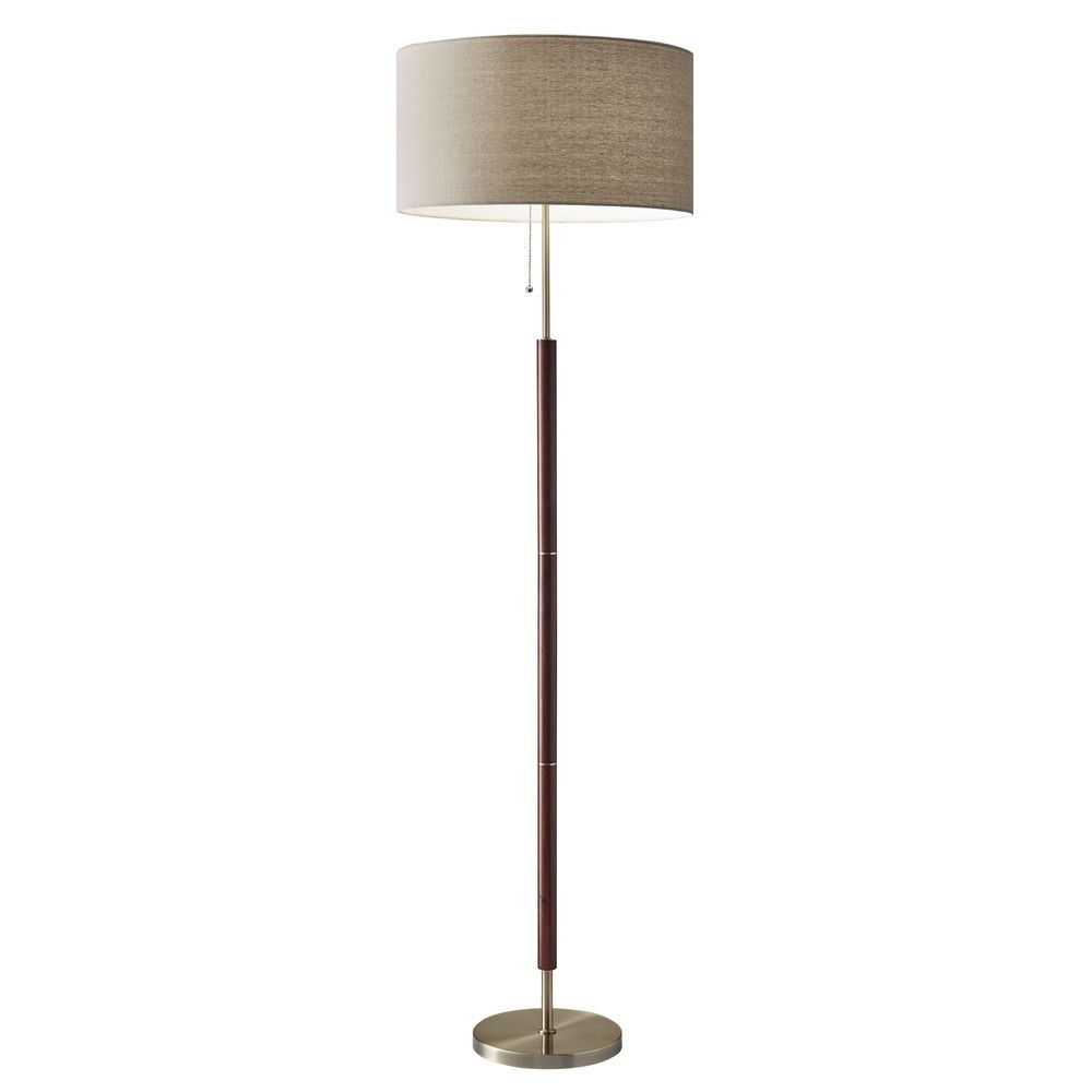 Adesso Home Hamilton Walnut Antique Br Floor Lamp With Drum Product Image