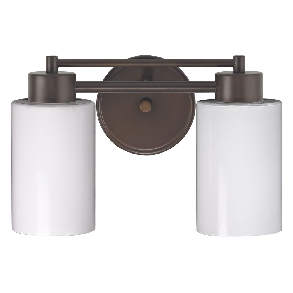 Modern Bathroom Light with White Glass in Bronze Finish | 702-220 ...