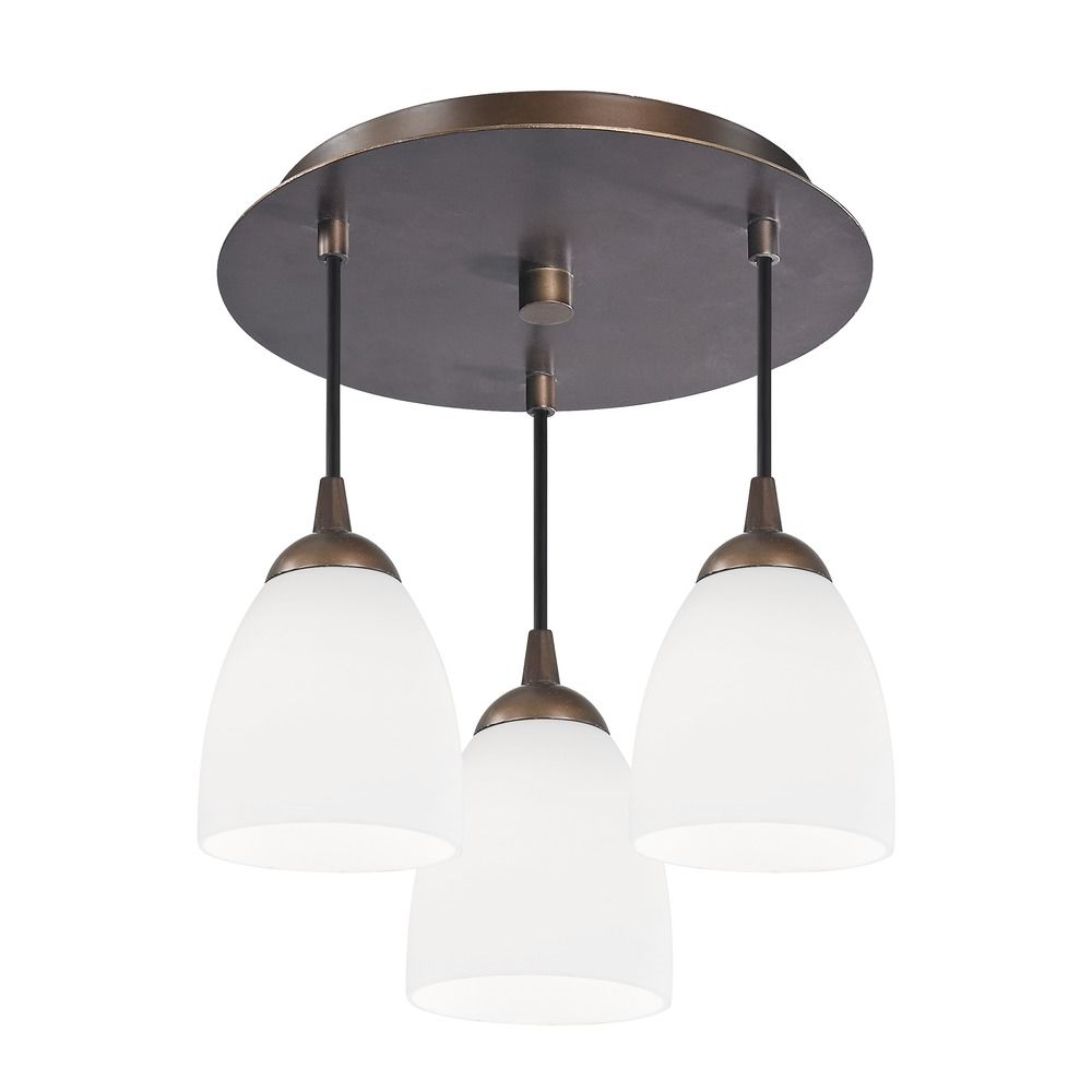3 Light Semi Flush With White Glass Bronze Finish 579 220 Image