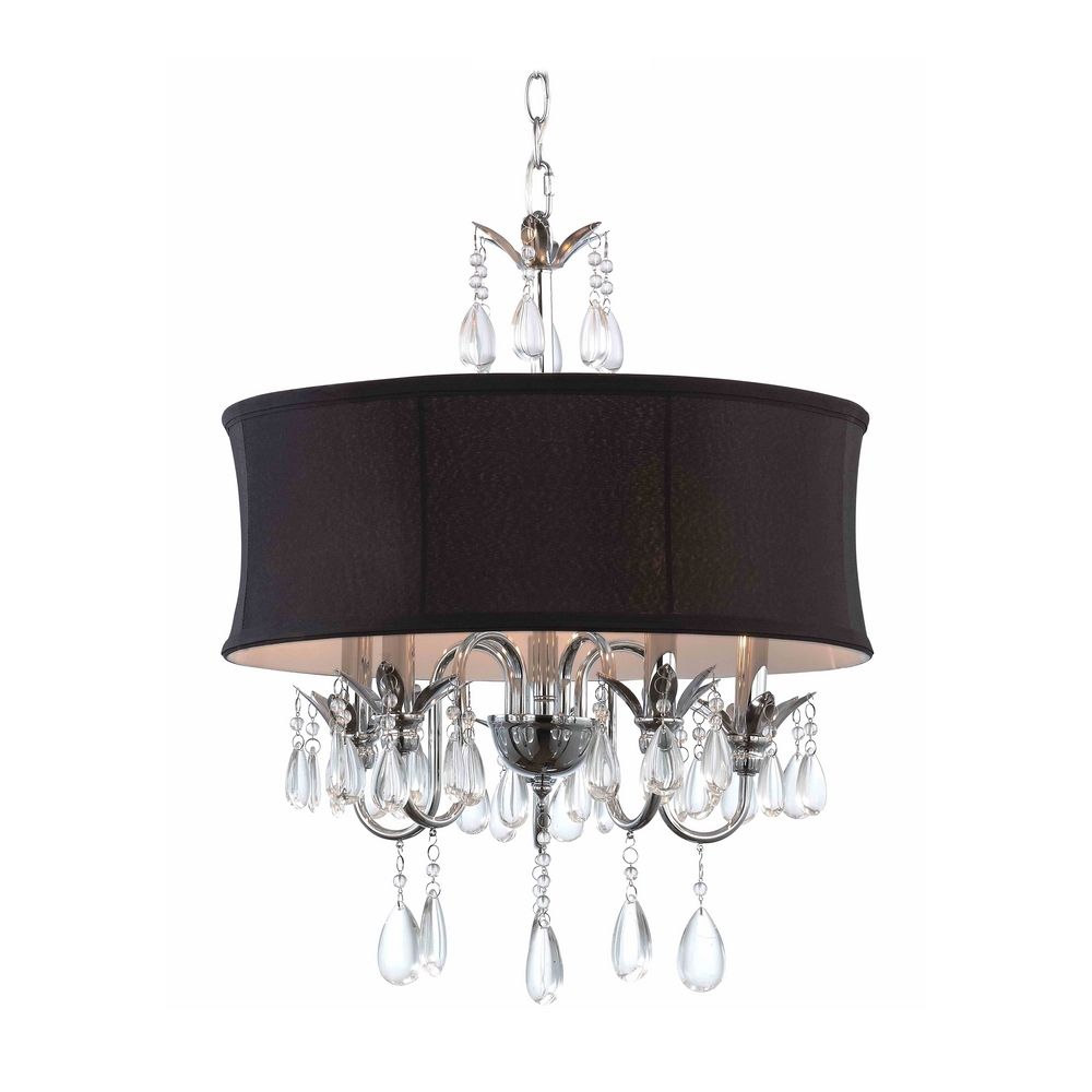 Black Drum Shade Crystal Chandelier Pendant Light 2234 Bk