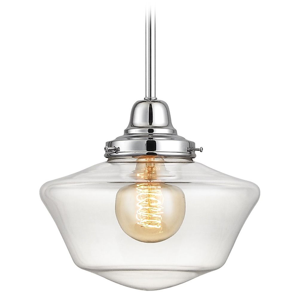 10 Inch Chrome Clear Glass Schoolhouse Mini Pendant Light Fb4 26 10 Inch Chrome Clear Glass Schoolhouse Mini Pendant Light Alt2