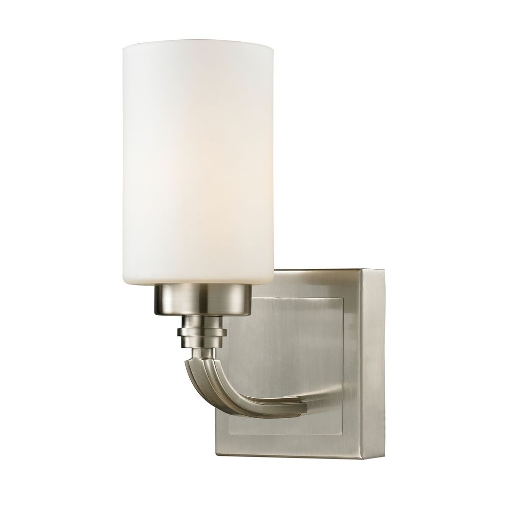 Modern LED Sconce Wall Light with White Glass in Brushed ...