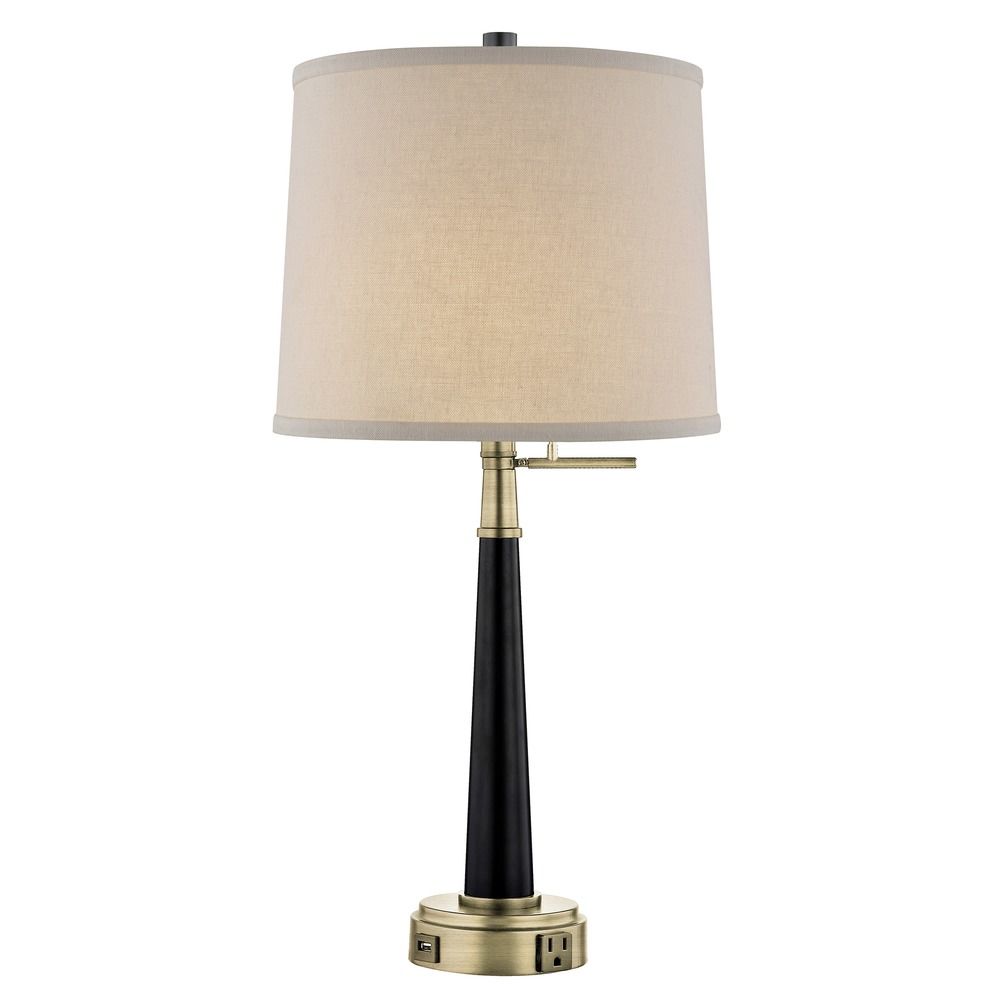 Design Classics Menali Bronze And Ebony Desk Lamp With Cream Linen