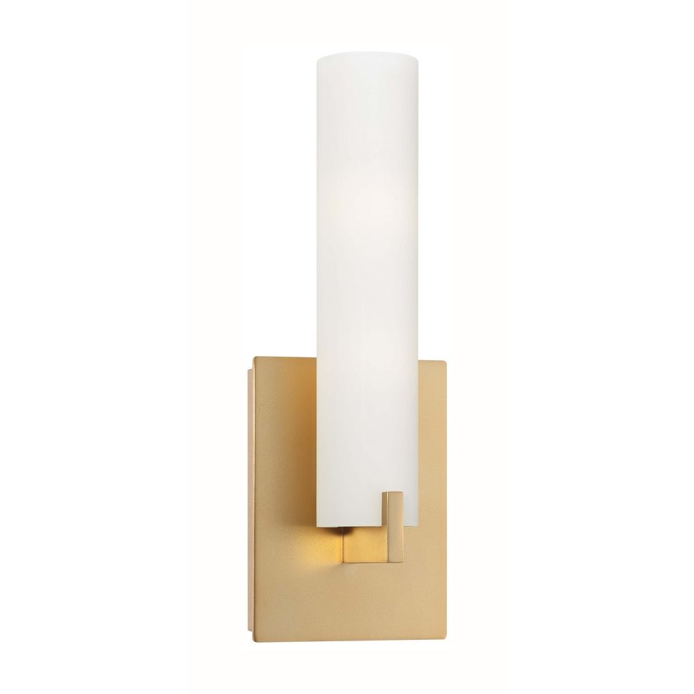 Modern Sconce Wall Light With White Glass In Honey Gold Finish