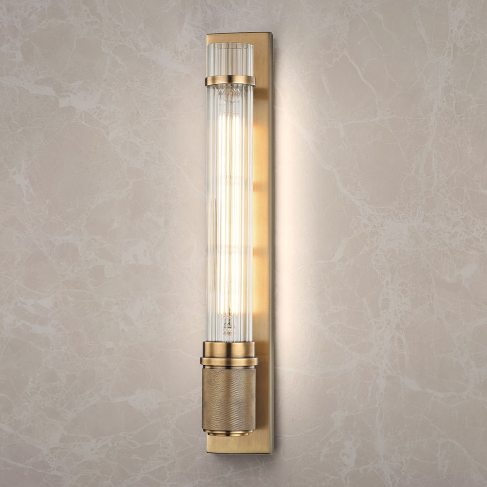 Details about   Hudson Valley Lighting 1200-AGB Shaw LED Wall Sconce  Aged Brass Finish 