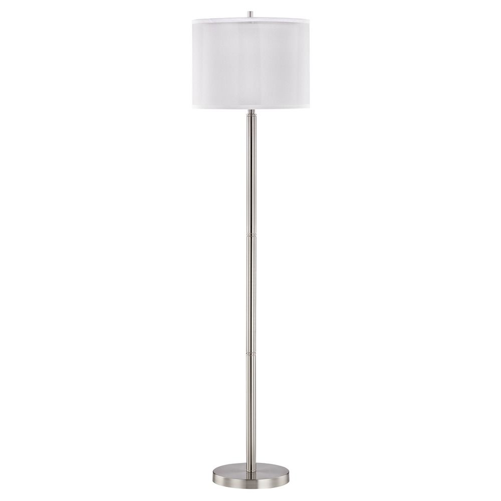 Double Organza 3way Floor Lamp With Drum Shade Satin Nickel 15060 Double Organza 3way Floor Lamp With Drum Shade Satin Nickel Off