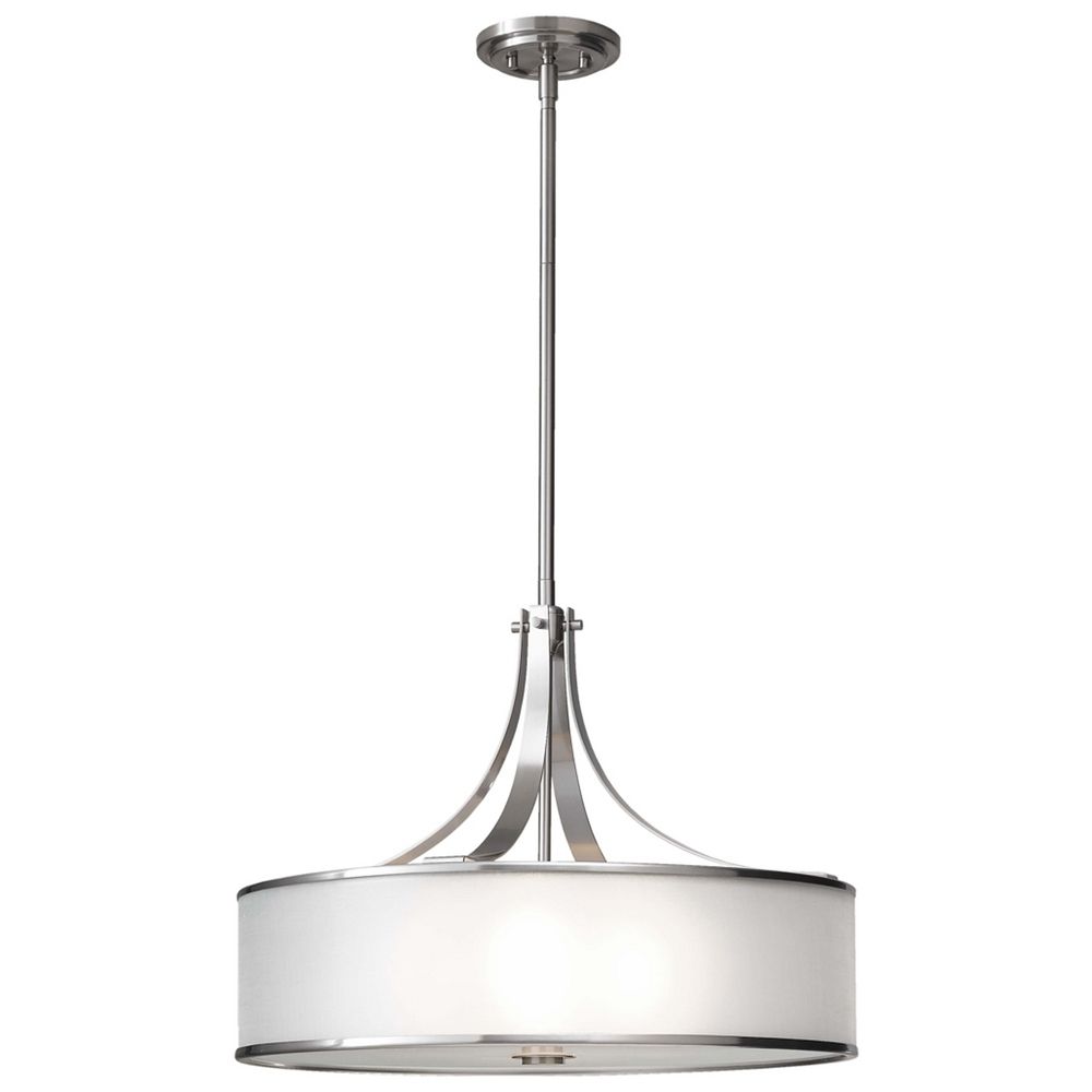 Drum Pendant Light With Silver Shade In Brushed Steel Finish F2343 Drum Pendant Light With Silver Shade In Brushed Steel Finish Alt1