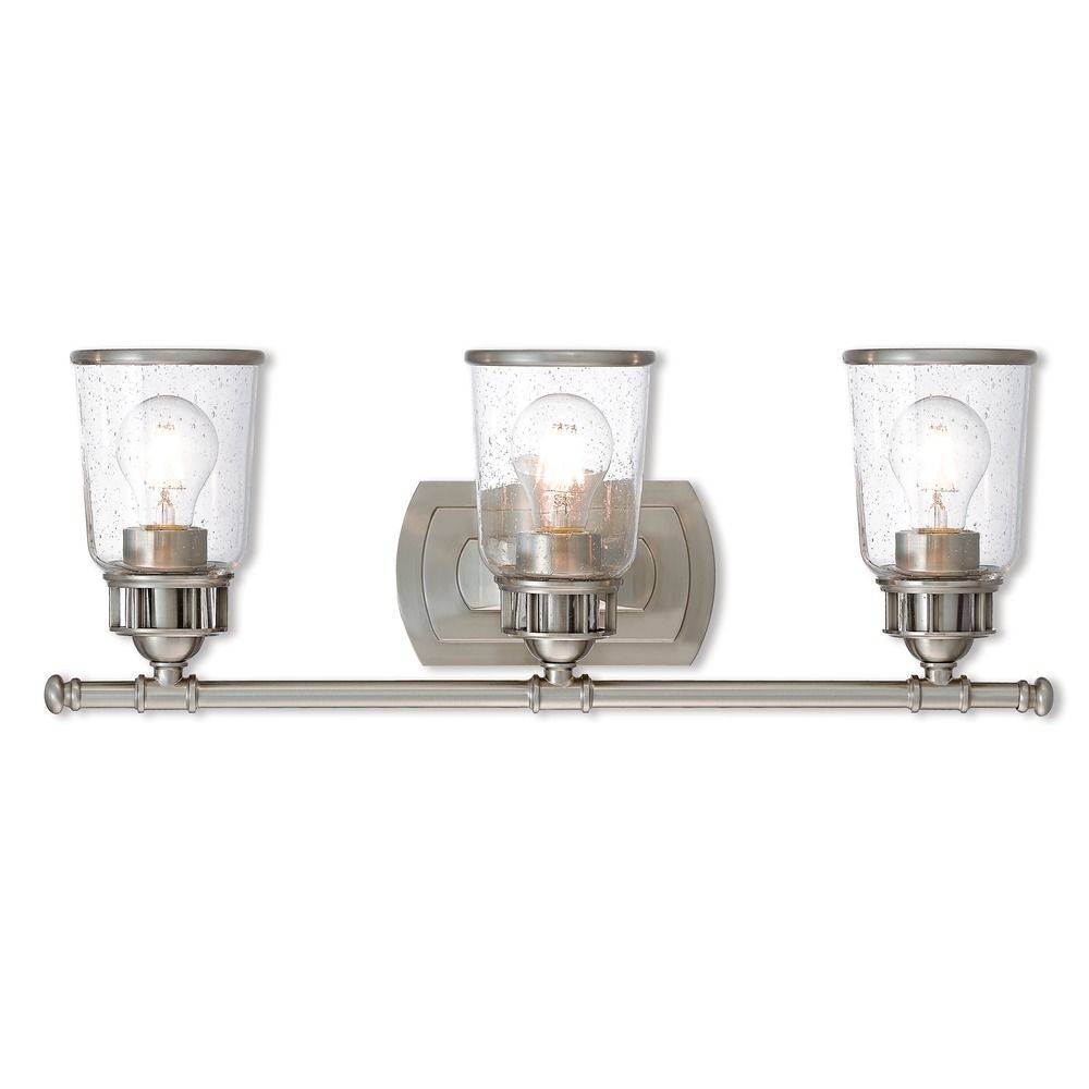 Seeded Glass Bathroom Light Brushed Nickel Livex Lighting