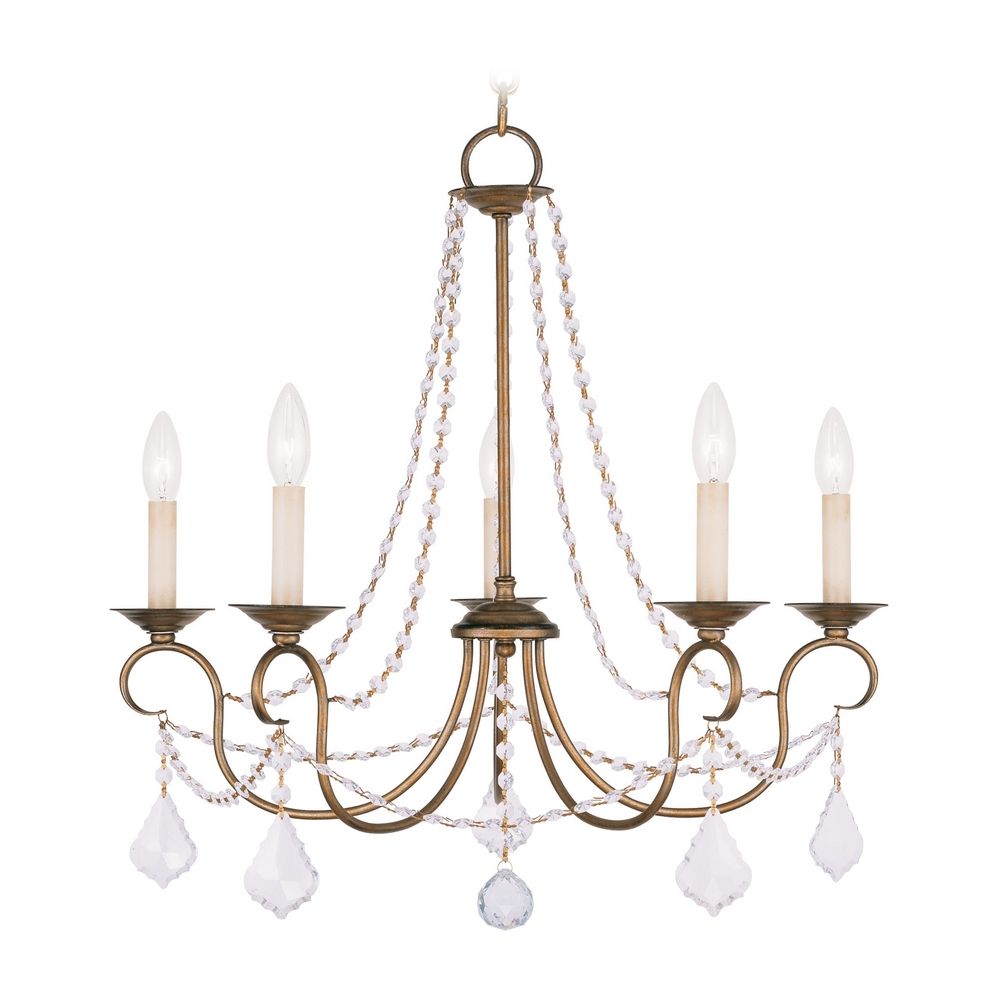 Livex Lighting Pennington Antique Gold Leaf Crystal Chandelier Livex Lighting Pennington Antique Gold Leaf Crystal Chandelier 6515 48