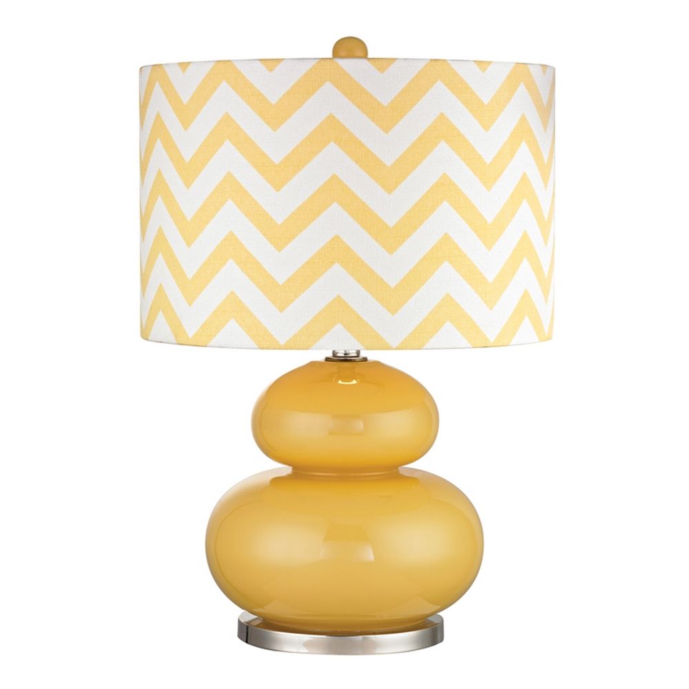Yellow Table Lamp With Chevron Drum Shade D2501 Led Destination Dimond Lighting Yellow Table Lamp With Chevron Drum Shade D2501 Led