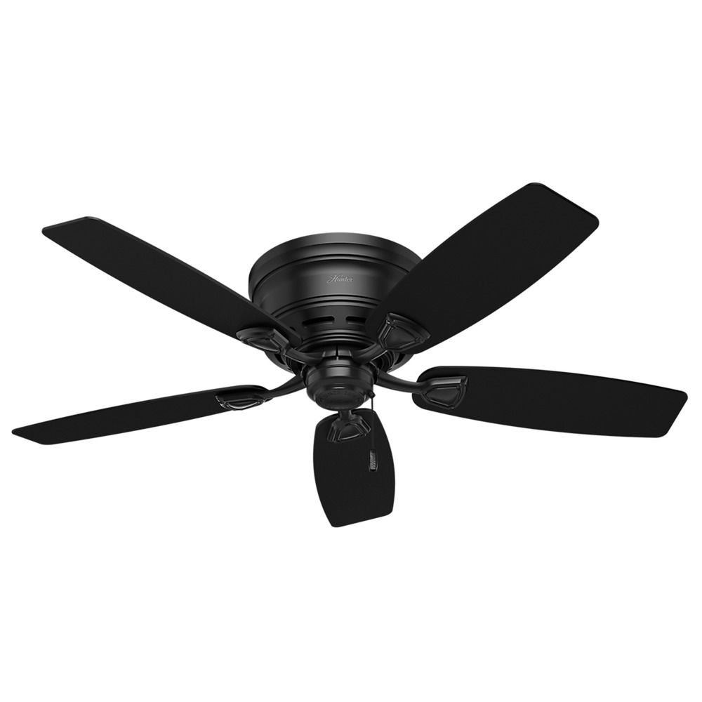 48 Inch Hunter Fan Sea Wind Matte Black Ceiling Fan Without Light