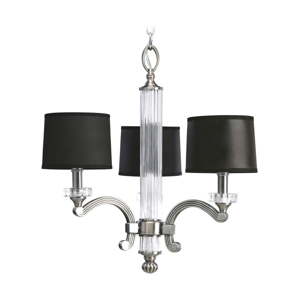 Progress Crystal Chandelier With Black Shades In Classic Silver Chandelier With Black Shades In Classic Silver Finish P4500 101 Hover Or To Zoom