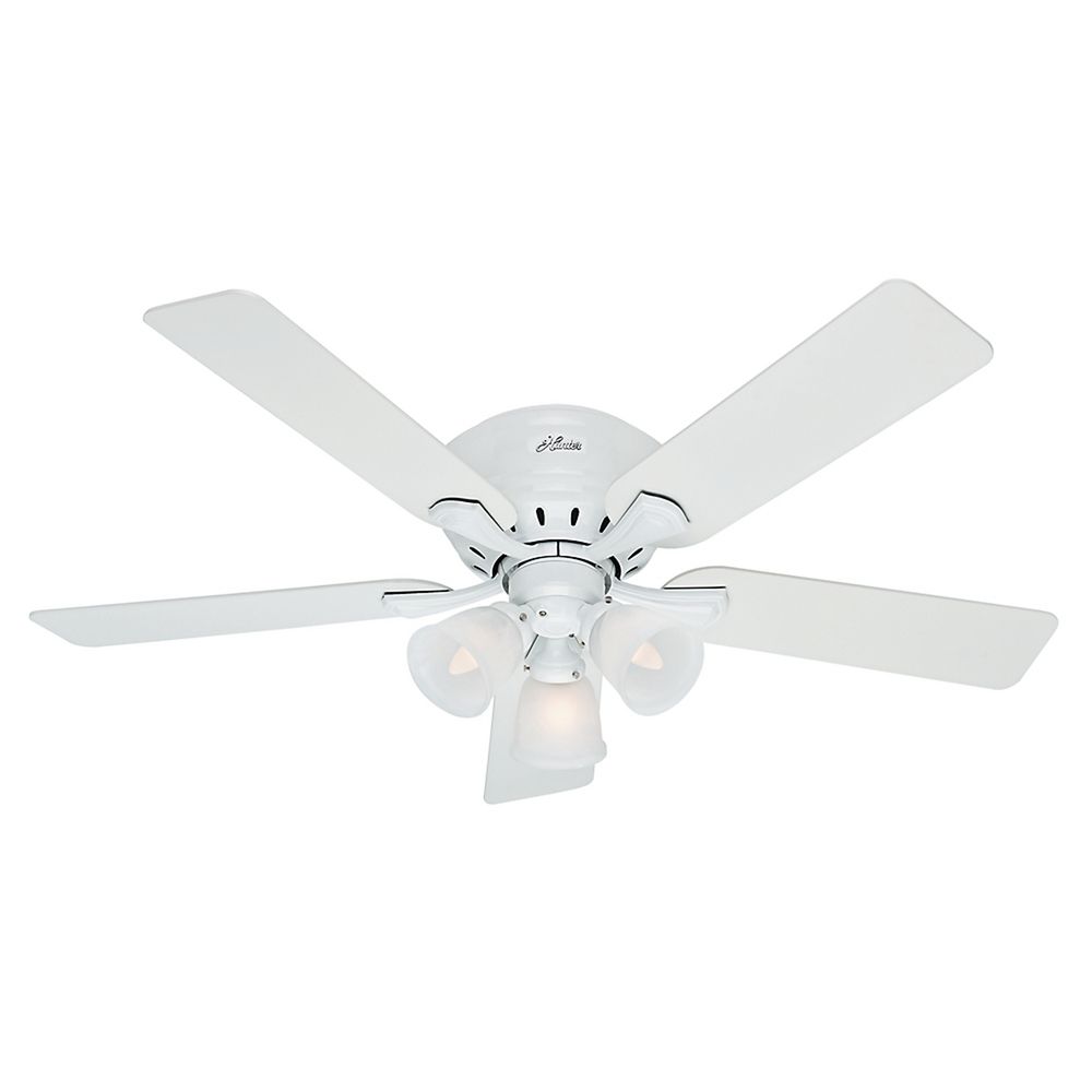 52 Inch Hunter Fan Reinert Snow White Ceiling Fan With Light