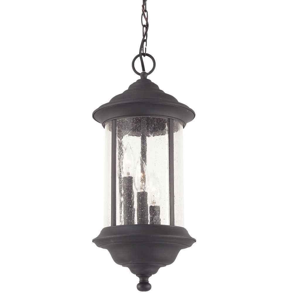 Seeded Glass Outdoor Hanging Light Black 19-1/2-inch Dolan ...