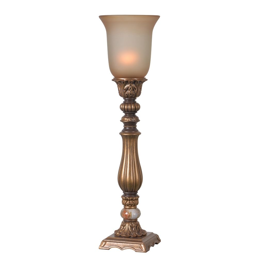 Kenroy Home Turner Gold Table Top Torchiere Lamp with Bell Shade
