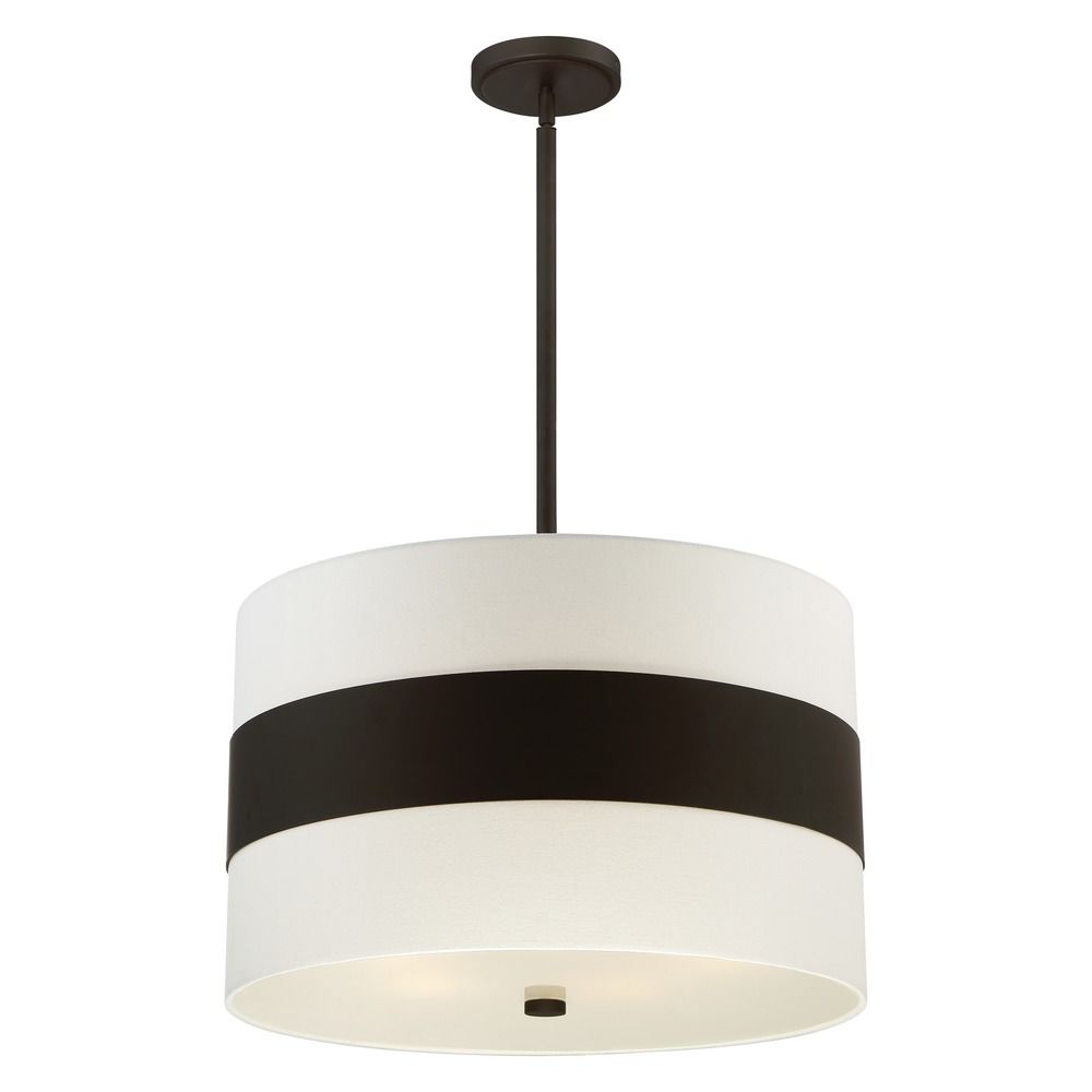 Crystorama Lighting Grayson Dark Bronze Pendant Light with Drum Shade 297DB Destination