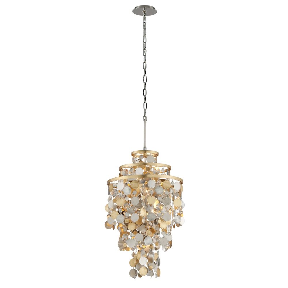 Silver Leaf Pendant Light corbett lighting ambrosia gold and silver leaf pendant light alt1