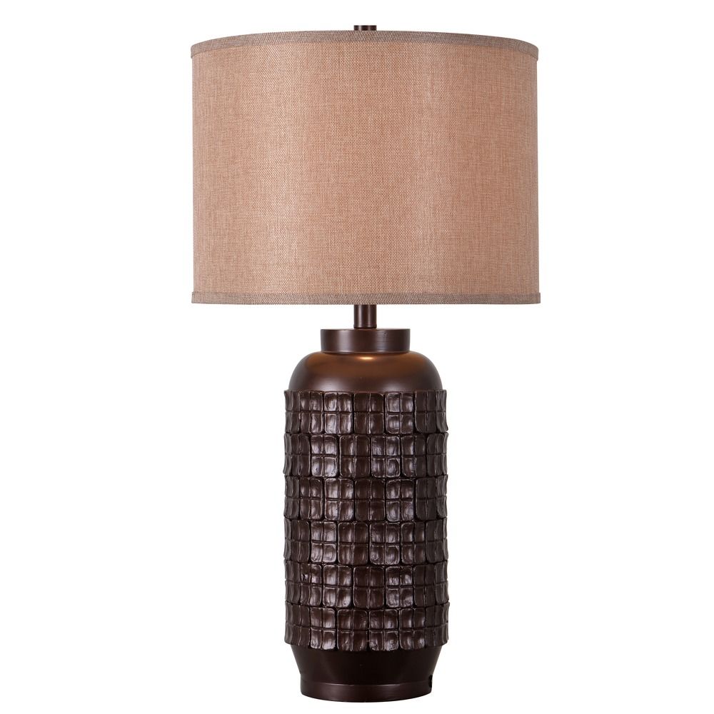 Kenroy Home Axton Chocolate Table Lamp With Drum Shade 32823choc Image