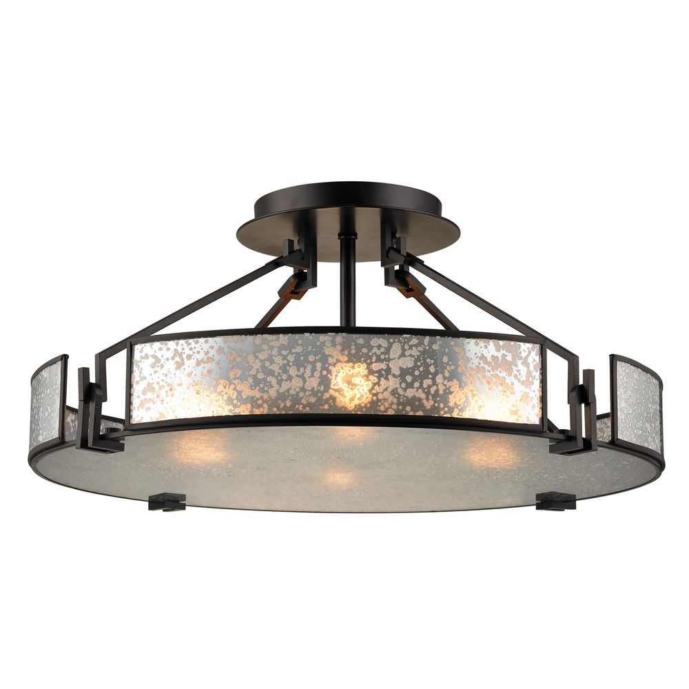 Mercury Glass Semi Flushmount Light Oil Rubbed Bronze Elk Lighting At Destination Lighting
