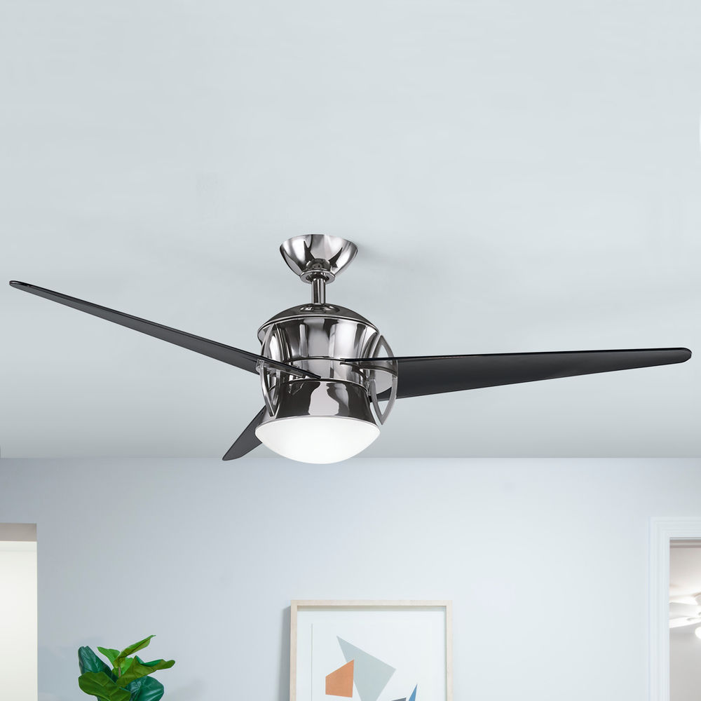 Kichler Ceiling Fan With Light Kit In Midnight Chrome Finish