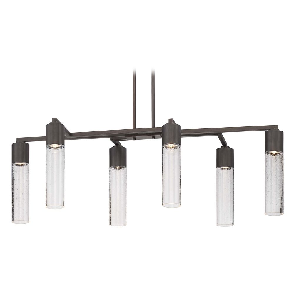 Modern Seeded Glass Linear Chandelier Bronze 6lt By George Kovacs George Kovacs Lighting Modern Seeded Glass Linear Chandelier Bronze 6lt By P976 647