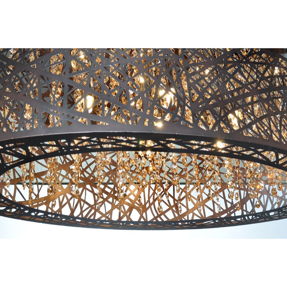 Inca 9 Light Led Oval Pendant In Bronze